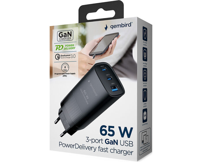 Gembird Usb C Combo Snellader 65W Overig